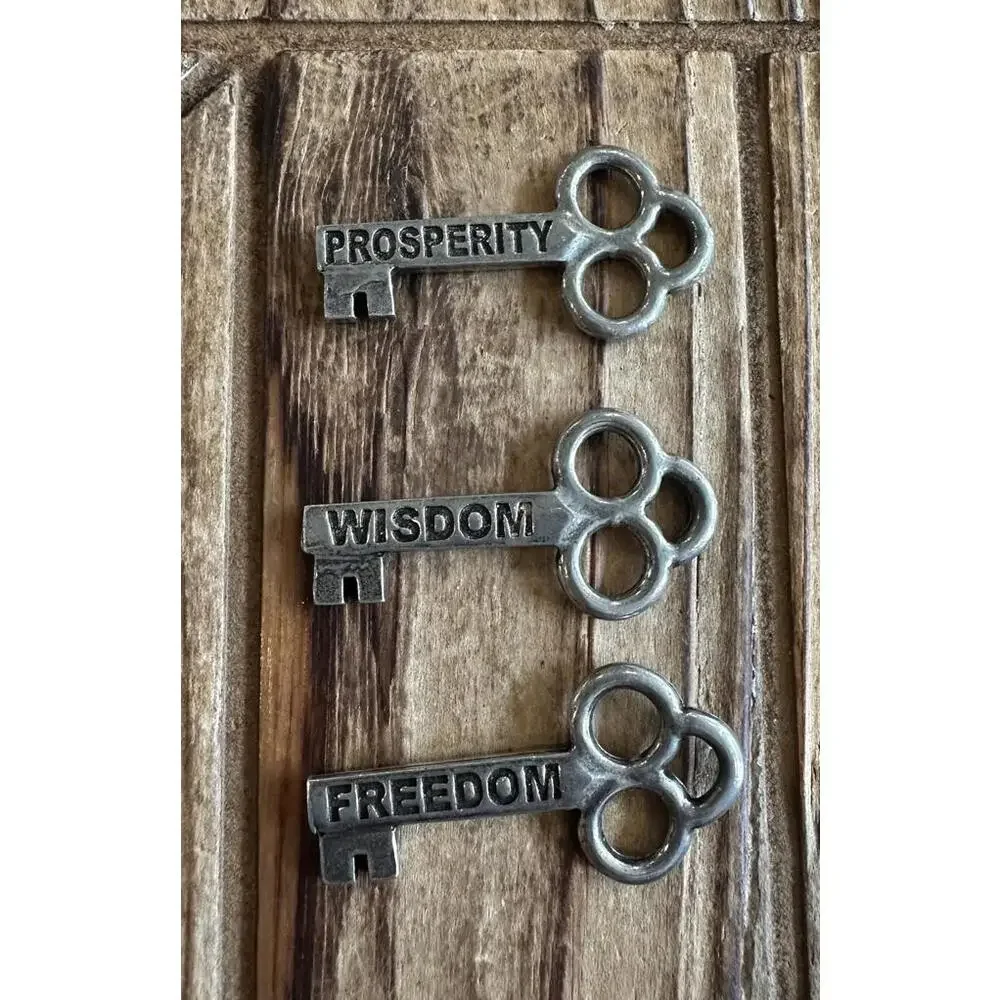 Metal Morphosis Keychain Purse Charm Key Pendants, FREEDOM PROSPERITY WISDOM‎